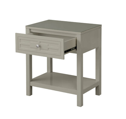 Dylan Wooden Nightstand with Glass Top and Drawer