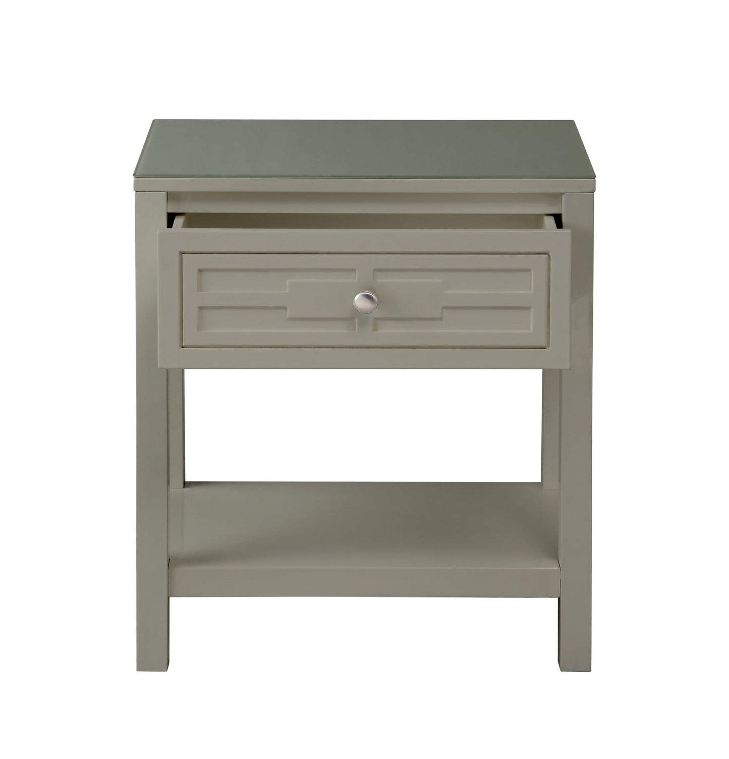 Dylan Wooden Nightstand with Glass Top and Drawer