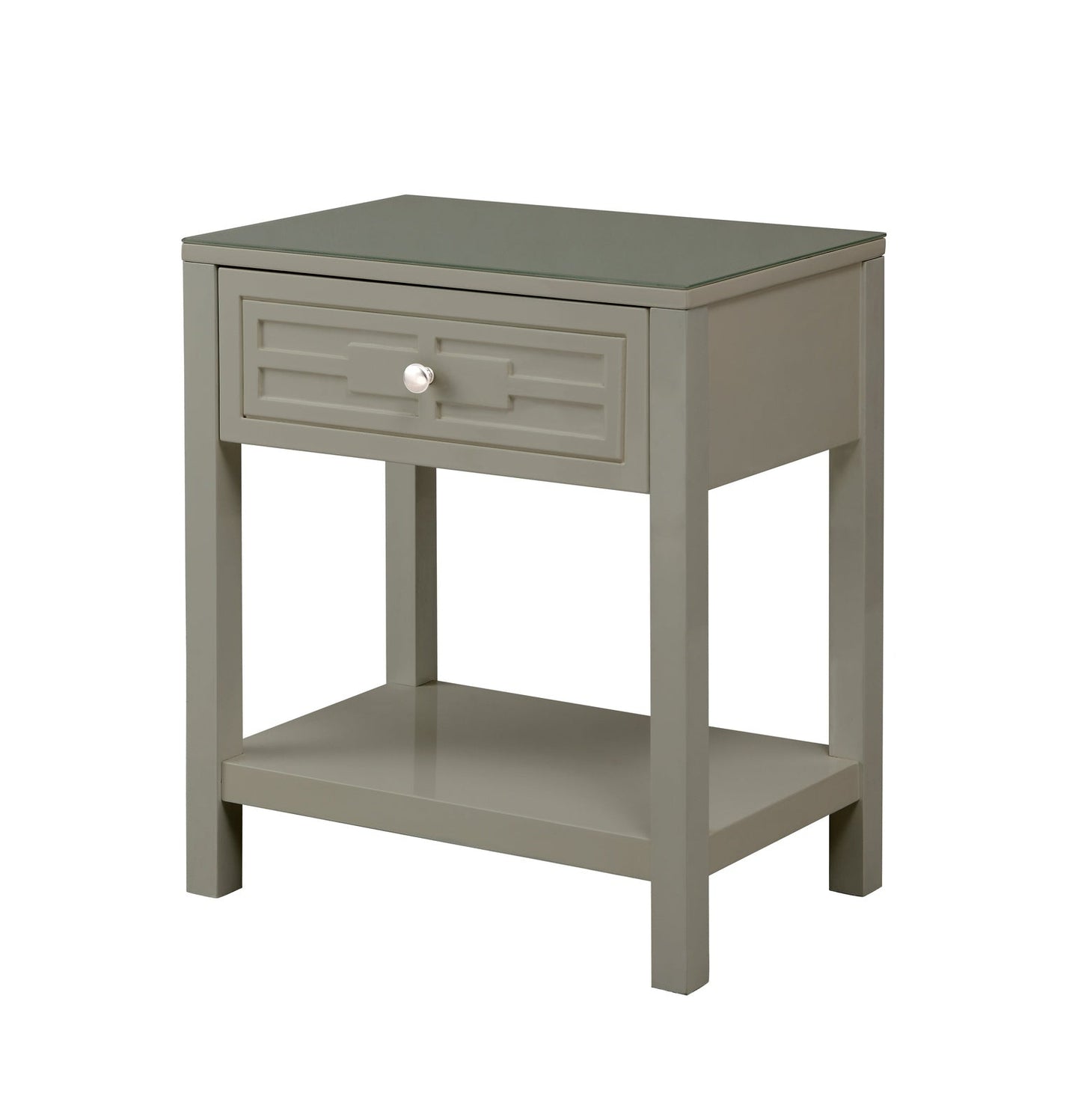 Dylan Wooden Nightstand with Glass Top and Drawer